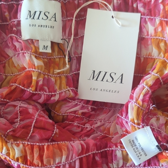 NWT Misa Los Angeles Pink Floral Smocked Top and Skirt Set XS - Picture 3 of 8